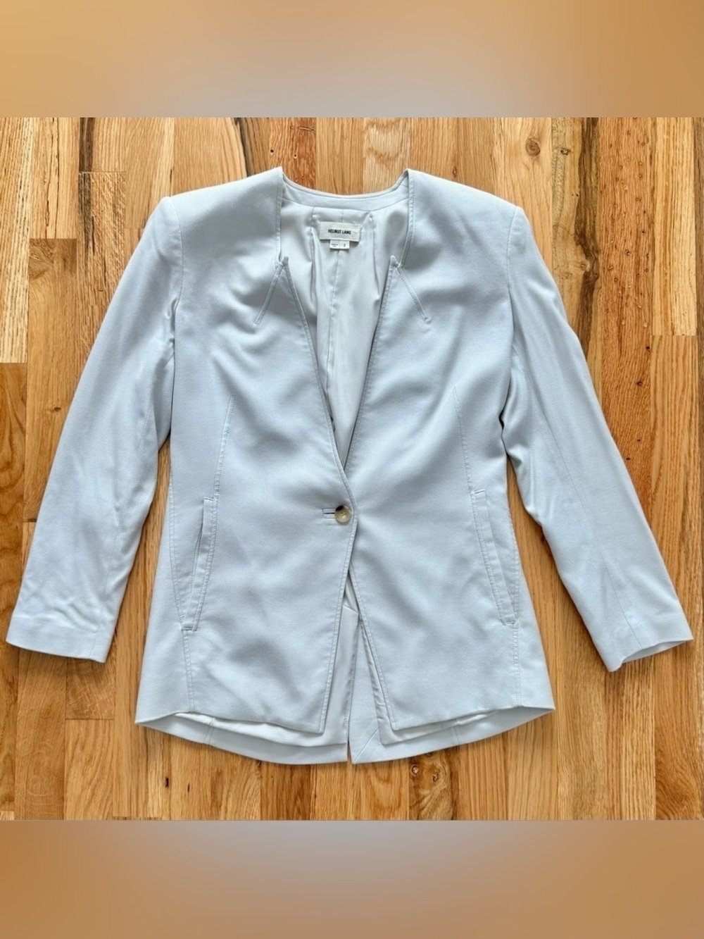 Helmut Lang Light Gray Tailored One-Button Blazer Size 2 – Made in USA